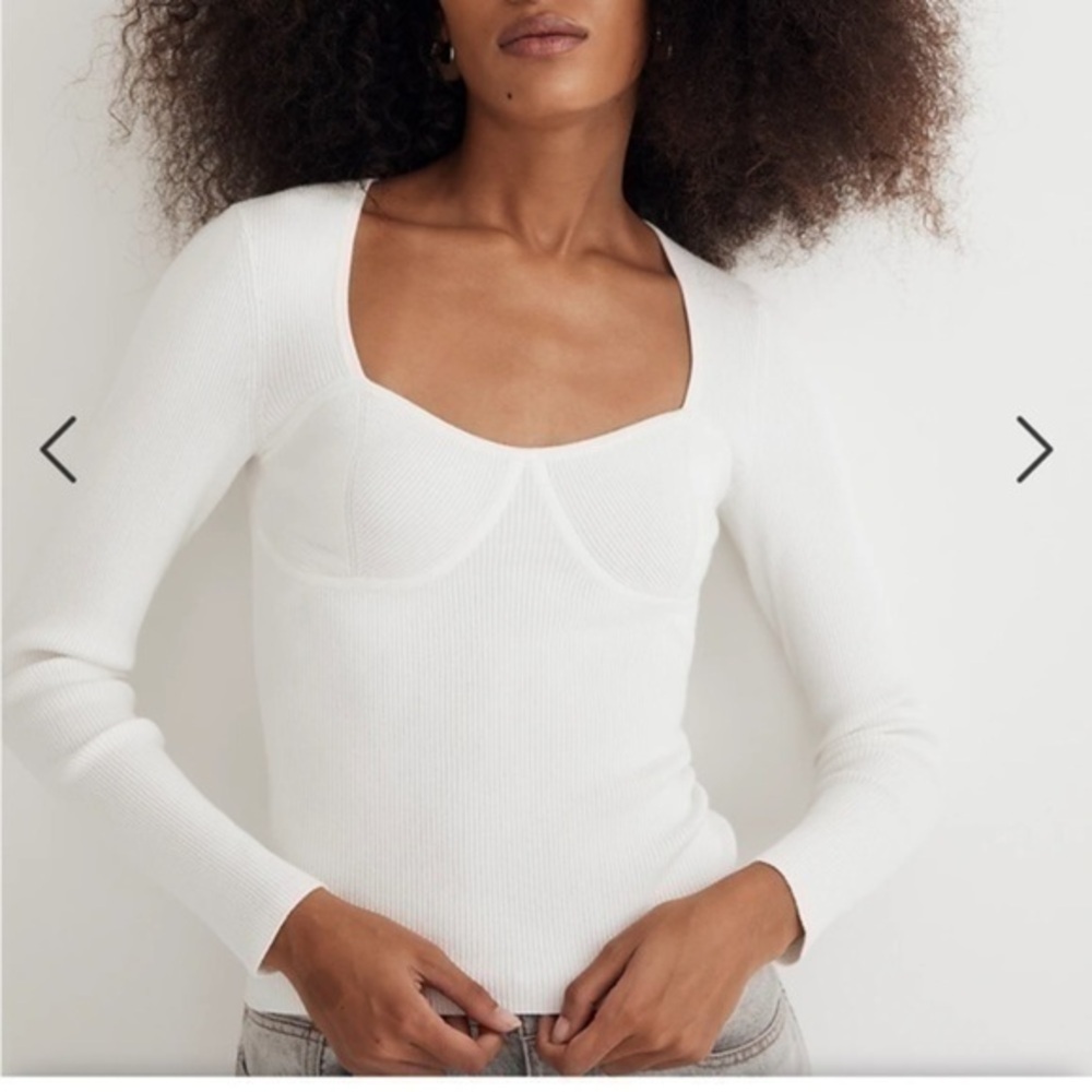 Madewell Wide Rib Sweater Top Antique Cream White Medium NWT